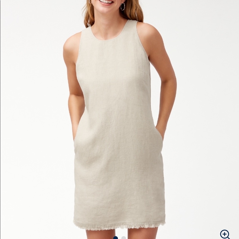 New white linen shift dress size XS, Tommy Bahama.